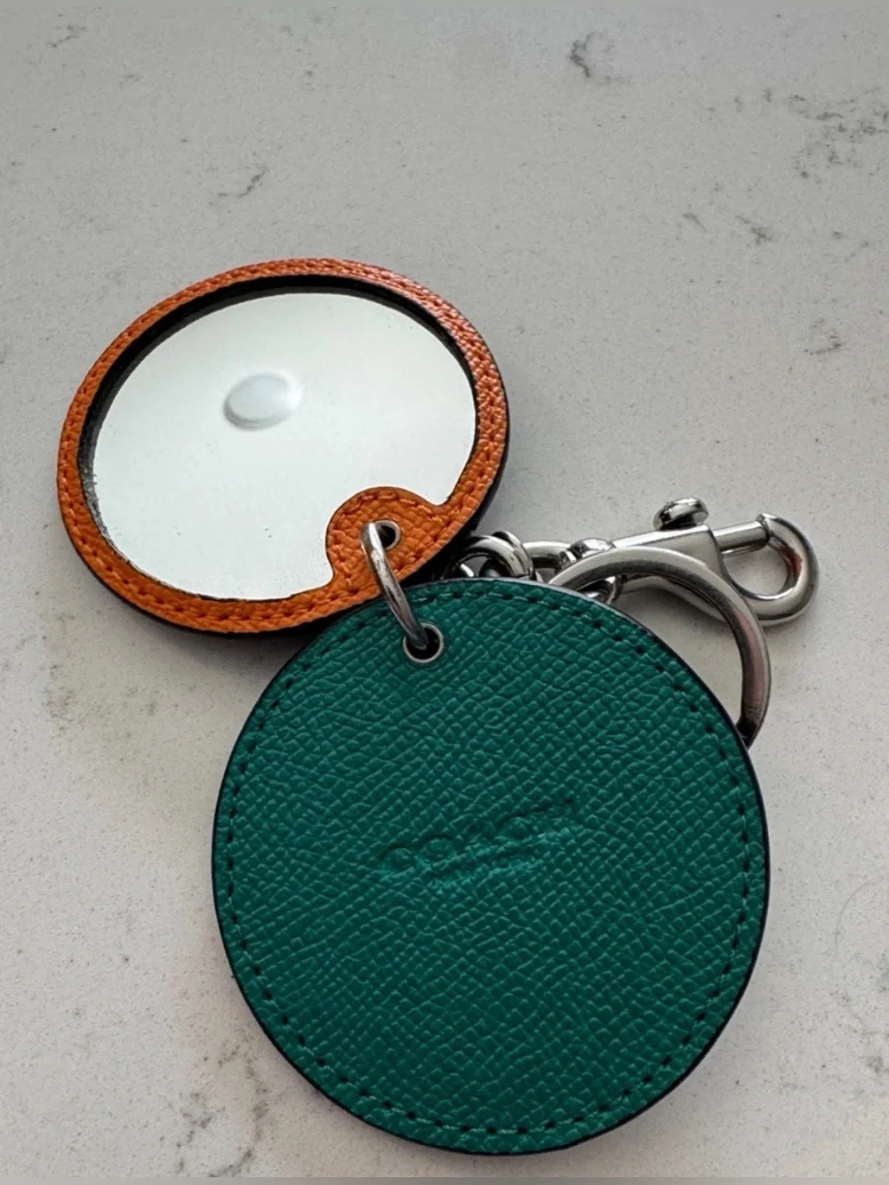 COACH Vintage Rose/ Meadow Floral Crossgrain Leather Keychain/ Mirror/ Bag Charm